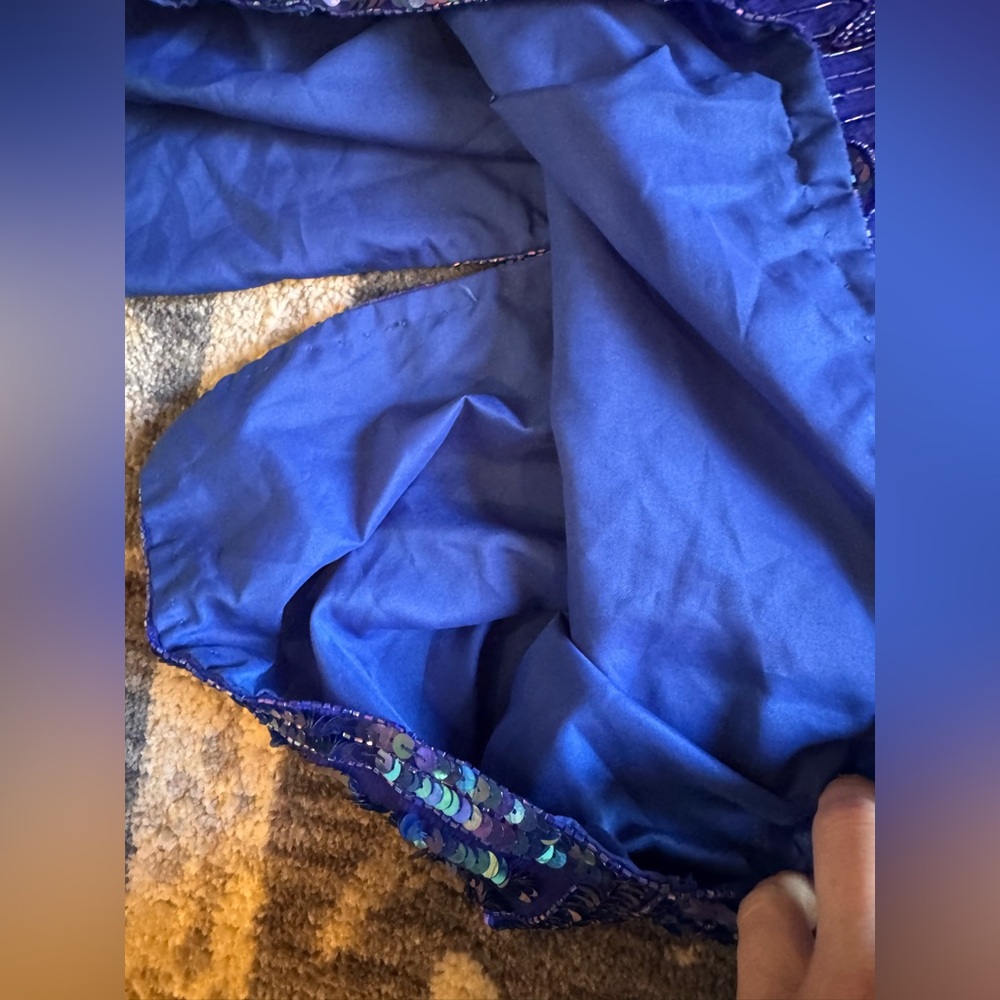 Vintage Scala Stunning Blue Sequin Silk Mini Dress - Picture 10 of 12